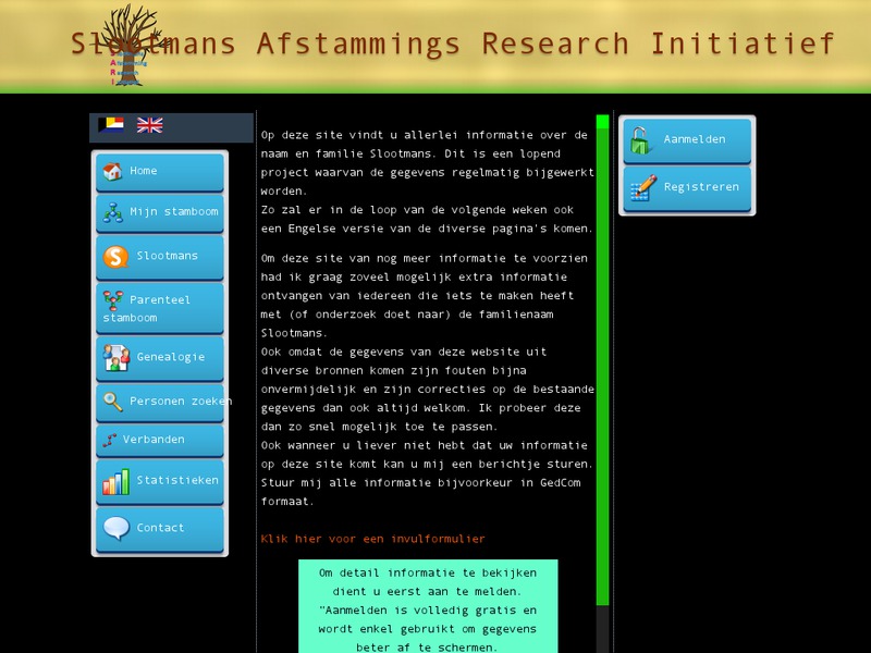 Screenshot van website