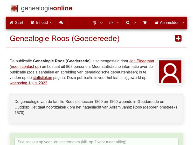 Screenshot van website
