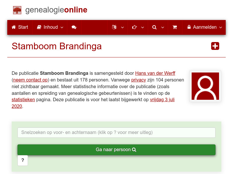 Screenshot van website