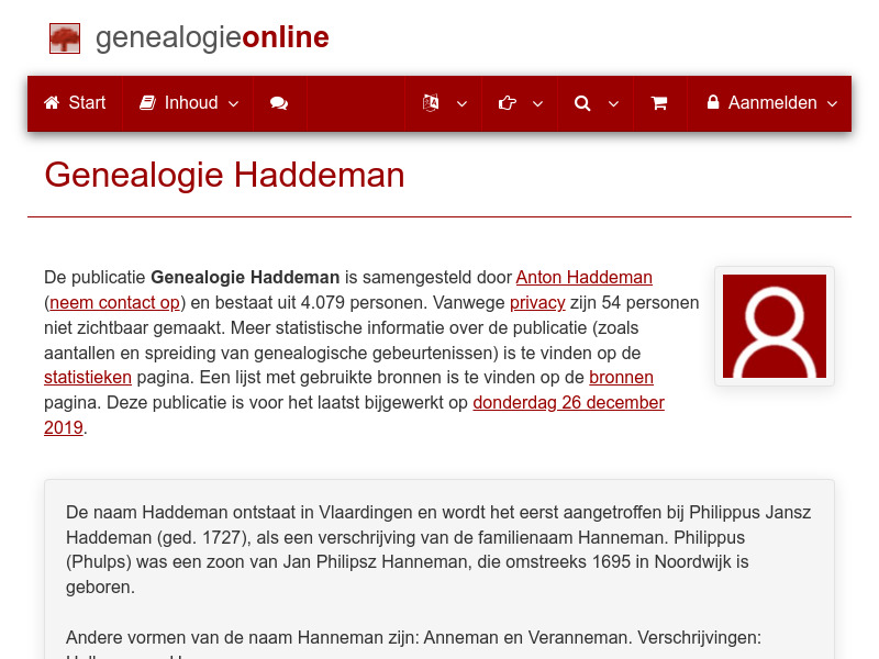 Screenshot van website