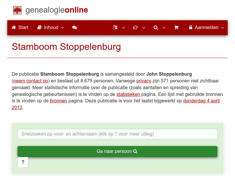Screenshot van website