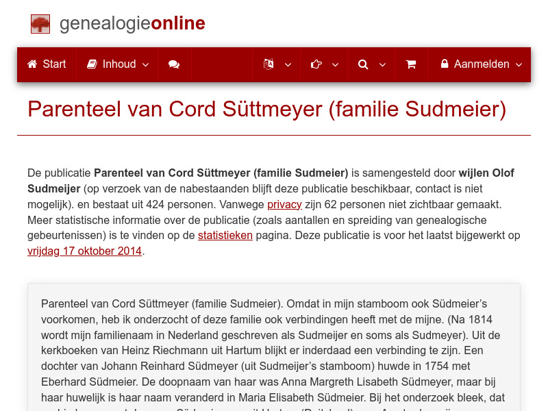 Screenshot van website