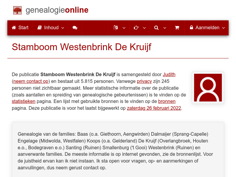 Screenshot van website