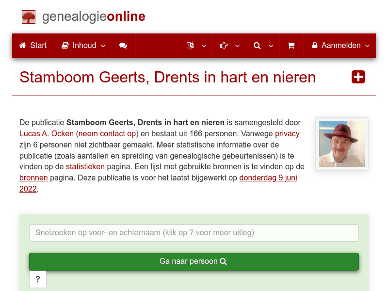 Screenshot van website