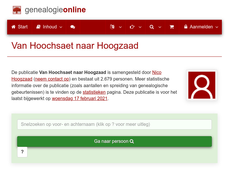 Screenshot van website