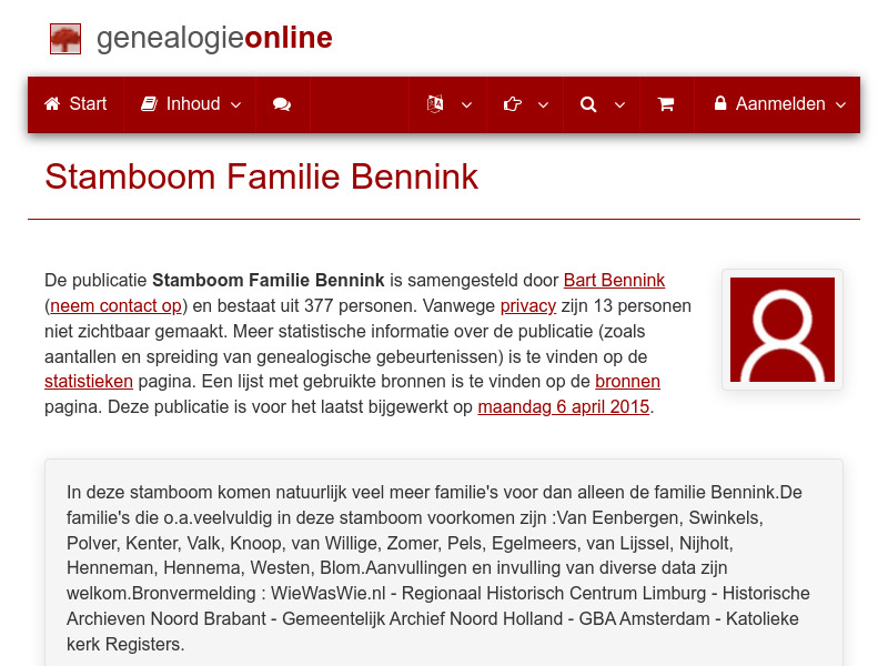 Screenshot van website