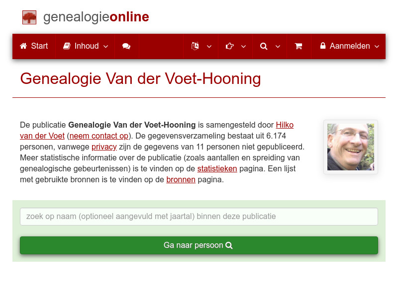 Screenshot van website