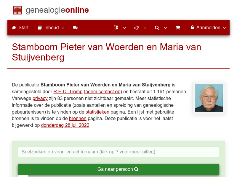 Screenshot van website