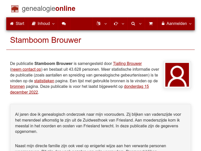 Screenshot van website