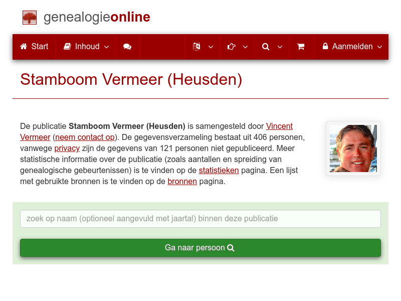 Screenshot van website