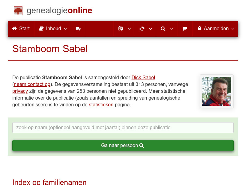 Screenshot van website