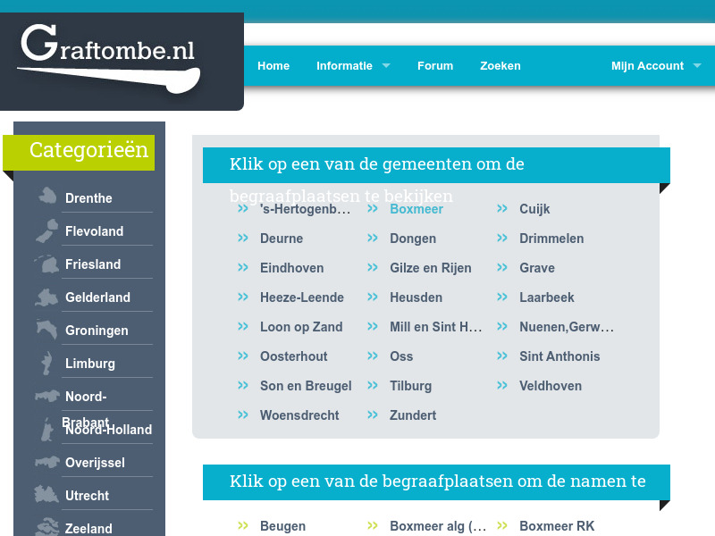 Screenshot van website