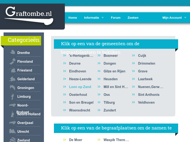 Screenshot van website
