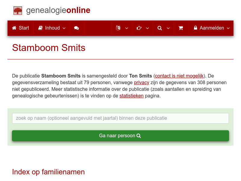 Screenshot van website