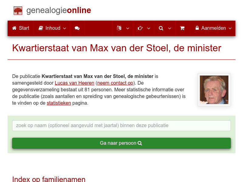 Screenshot van website