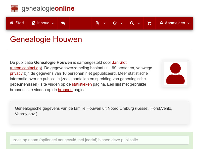 Screenshot van website