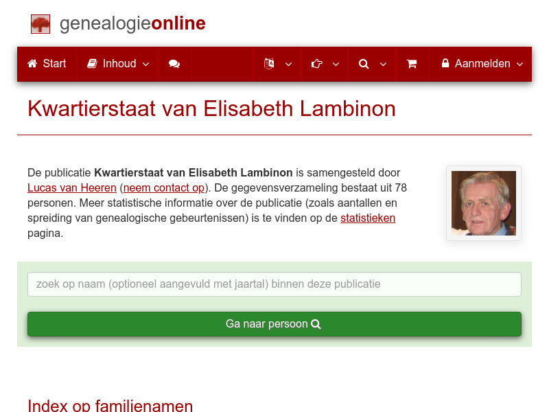 Screenshot van website