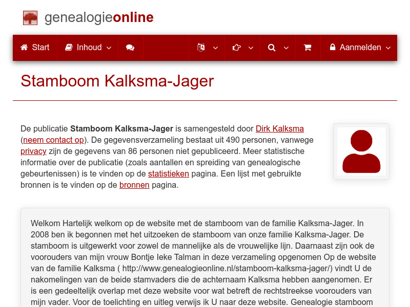 Screenshot van website