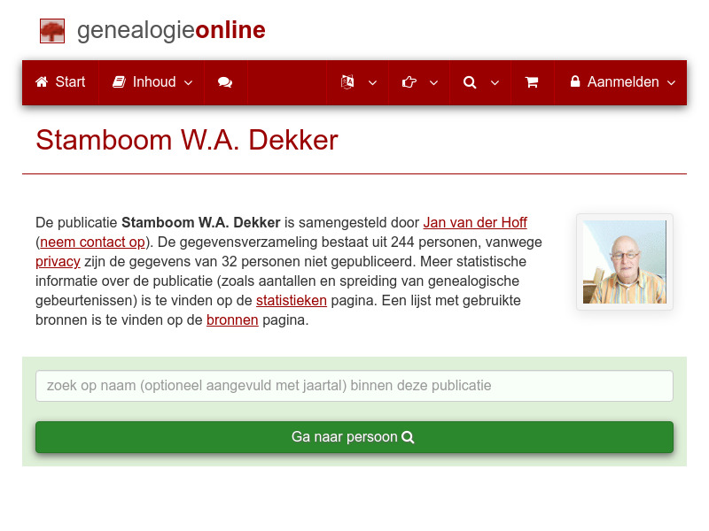 Screenshot van website