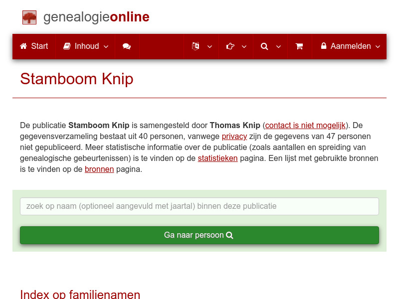 Screenshot van website