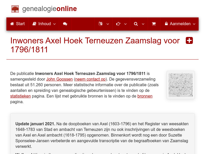 Screenshot van website