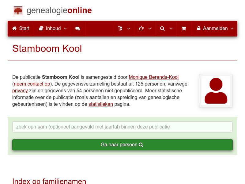 Screenshot van website
