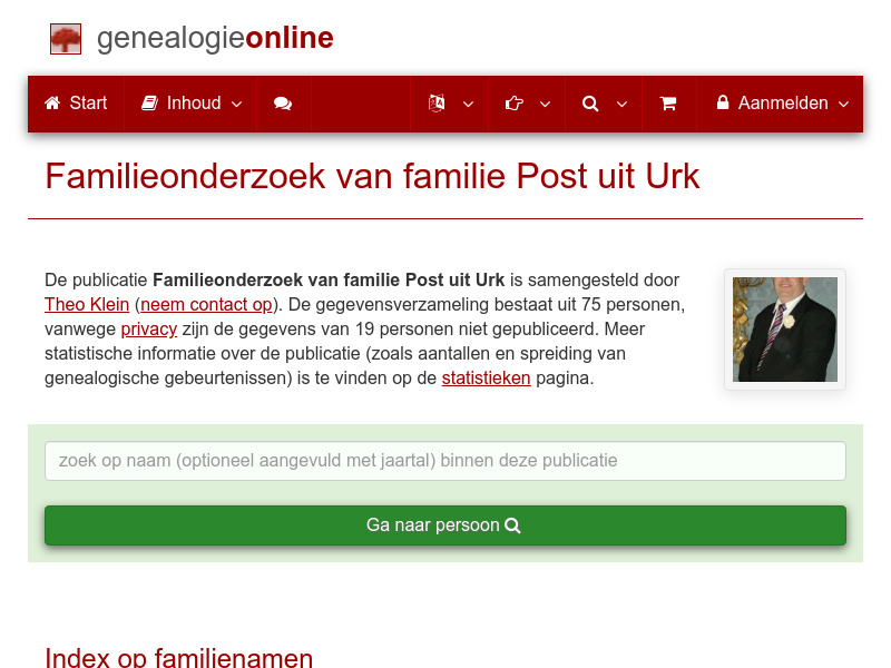 Screenshot van website