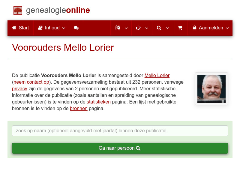Screenshot van website