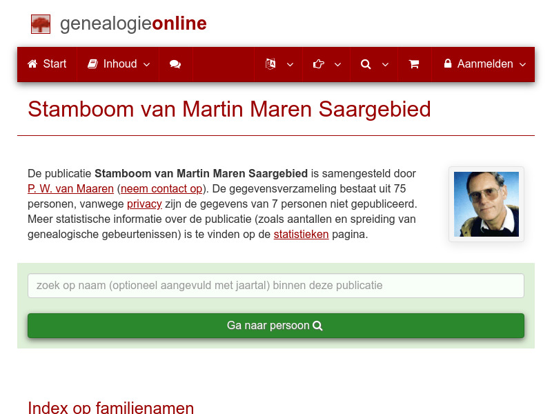 Screenshot van website