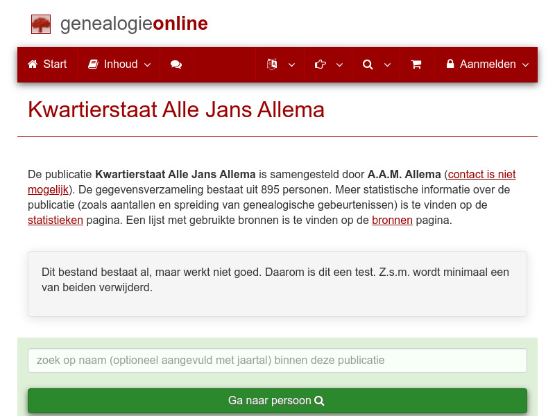 Screenshot van website