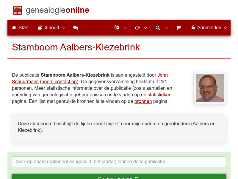 Screenshot van website