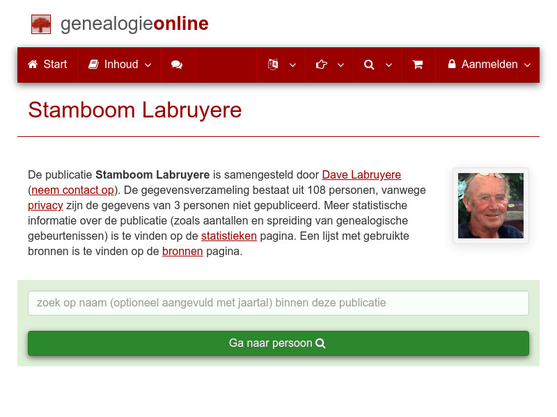 Screenshot van website