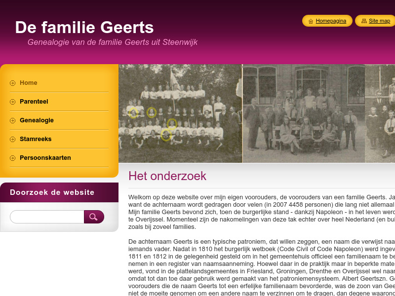 Screenshot van website