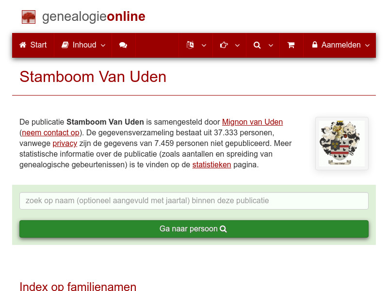 Screenshot van website