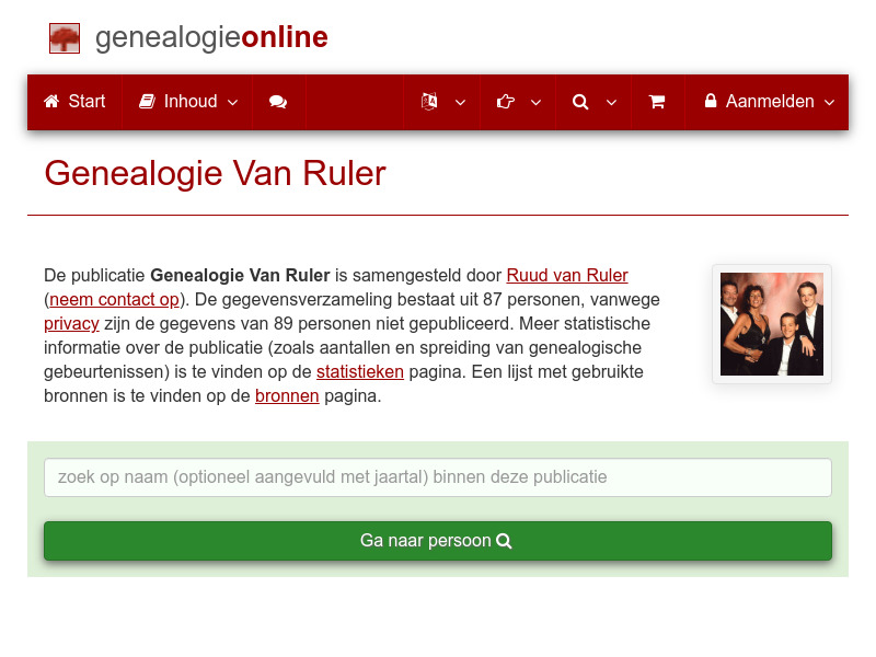 Screenshot van website