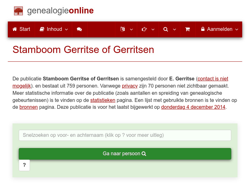 Screenshot van website