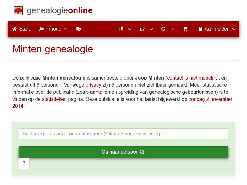 Screenshot van website