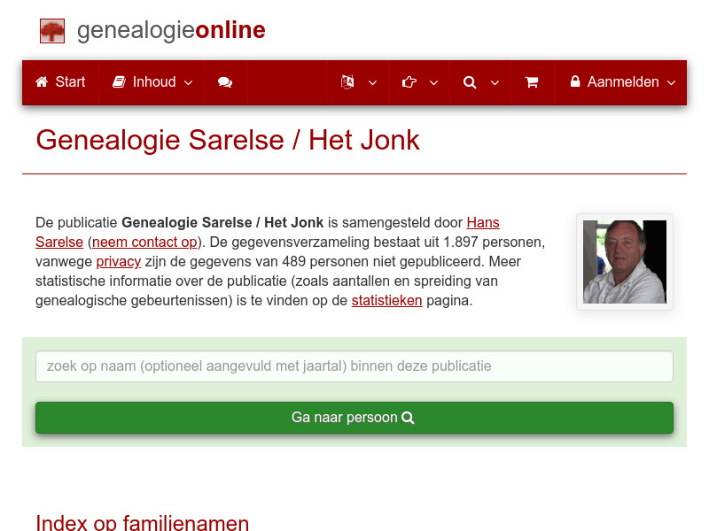Screenshot van website