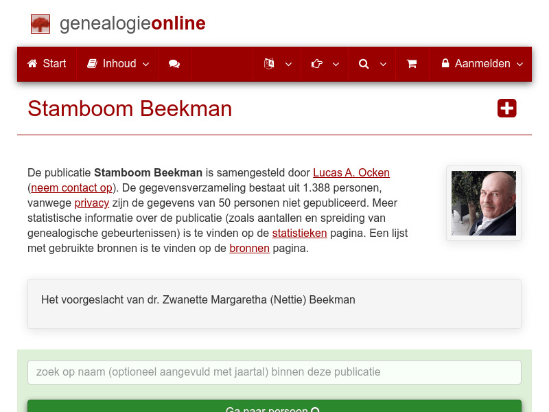 Screenshot van website