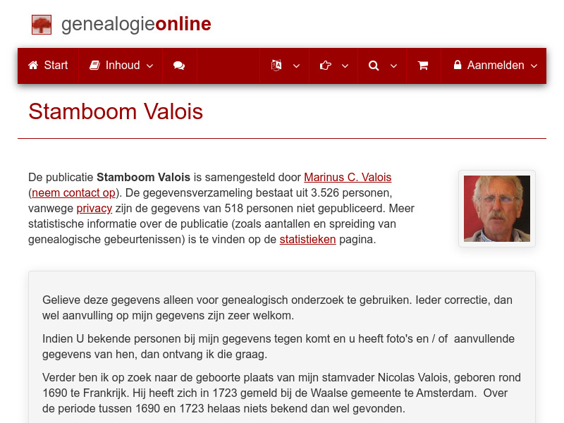Screenshot van website