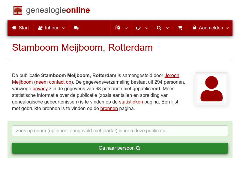 Screenshot van website