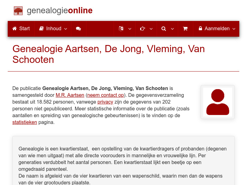 Screenshot van website