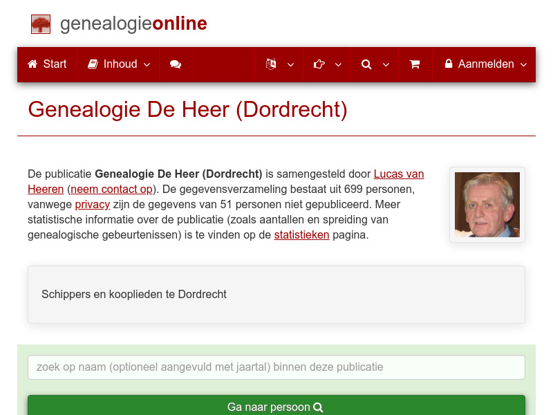 Screenshot van website