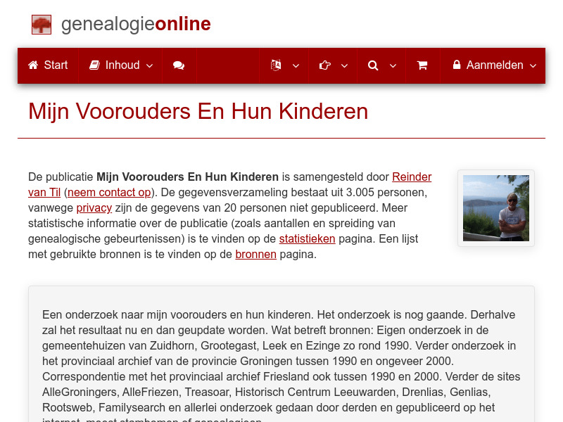 Screenshot van website