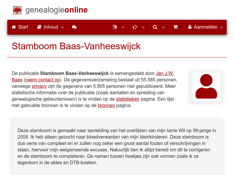 Screenshot van website