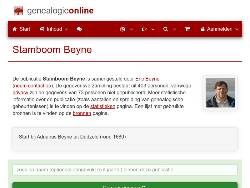 Screenshot van website