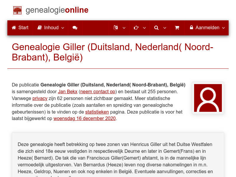 Screenshot van website