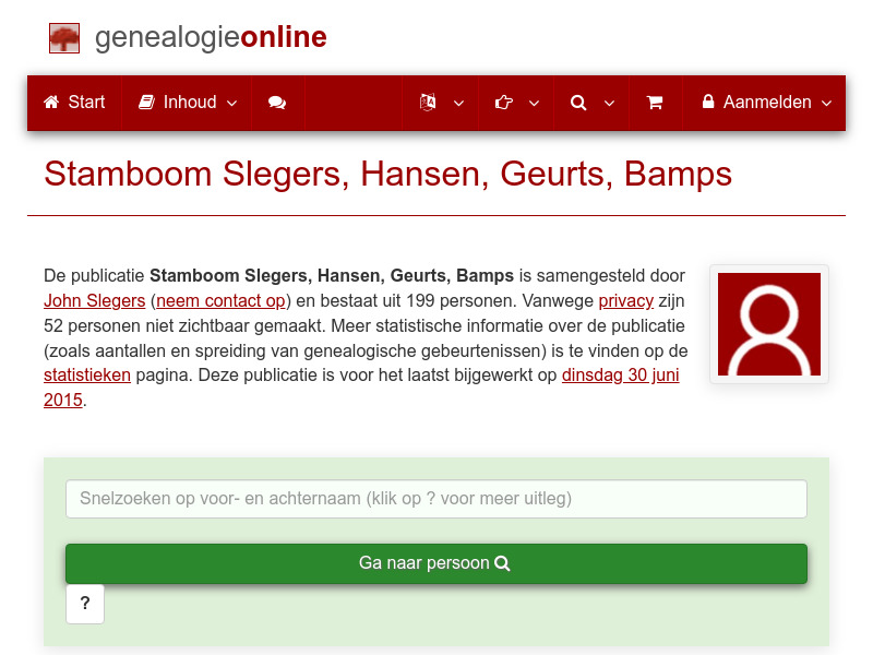 Screenshot van website