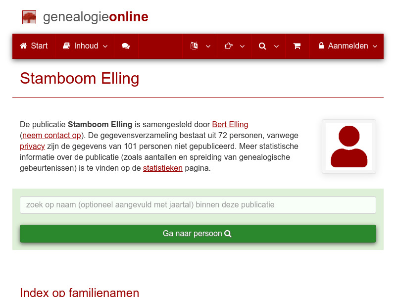 Screenshot van website
