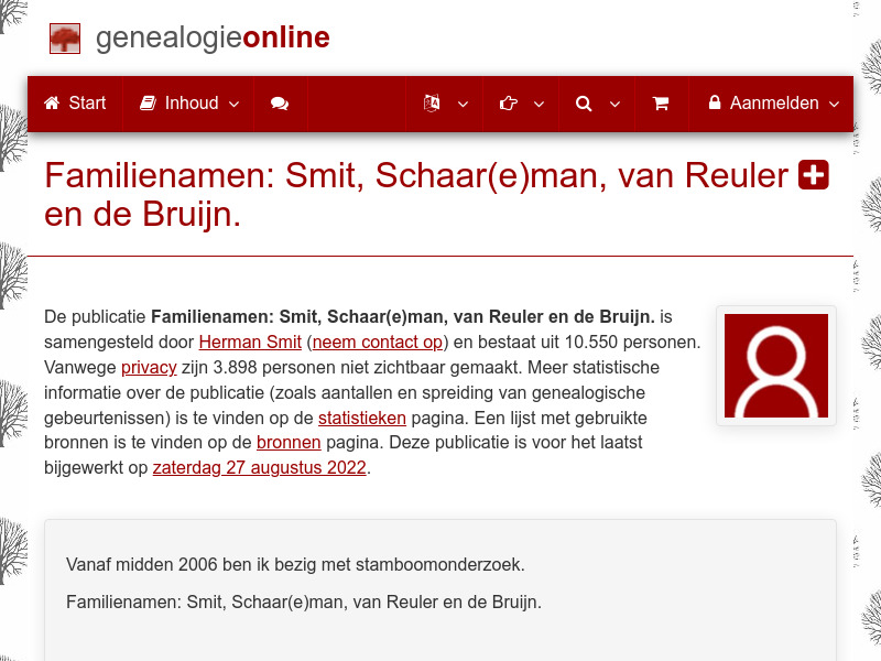 Screenshot van website